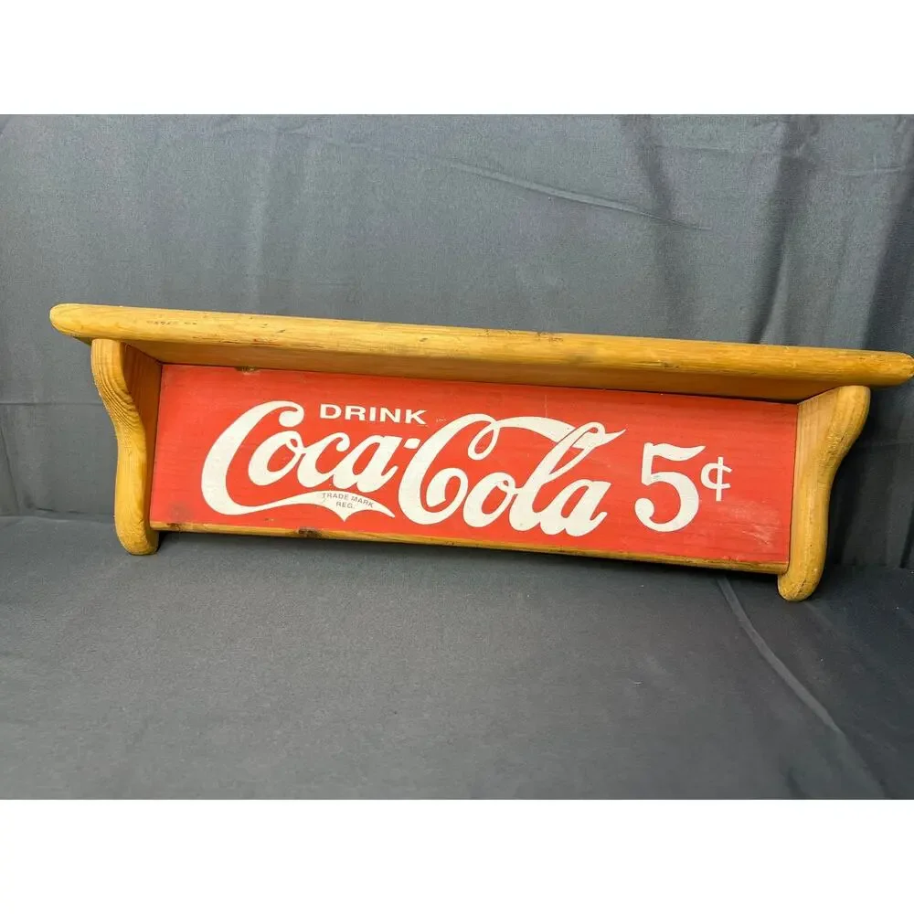 Vintage Wooden Coca-Cola Wall Shelf 18